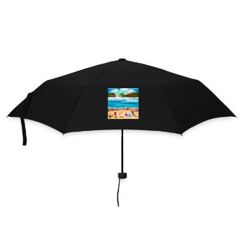 enfants jouant au bord de la mer - Parapluie standard - noir - Devant