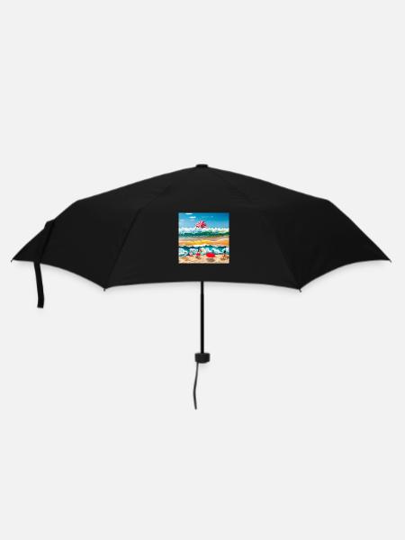 children playing at sea side - Umbrella (small) - black