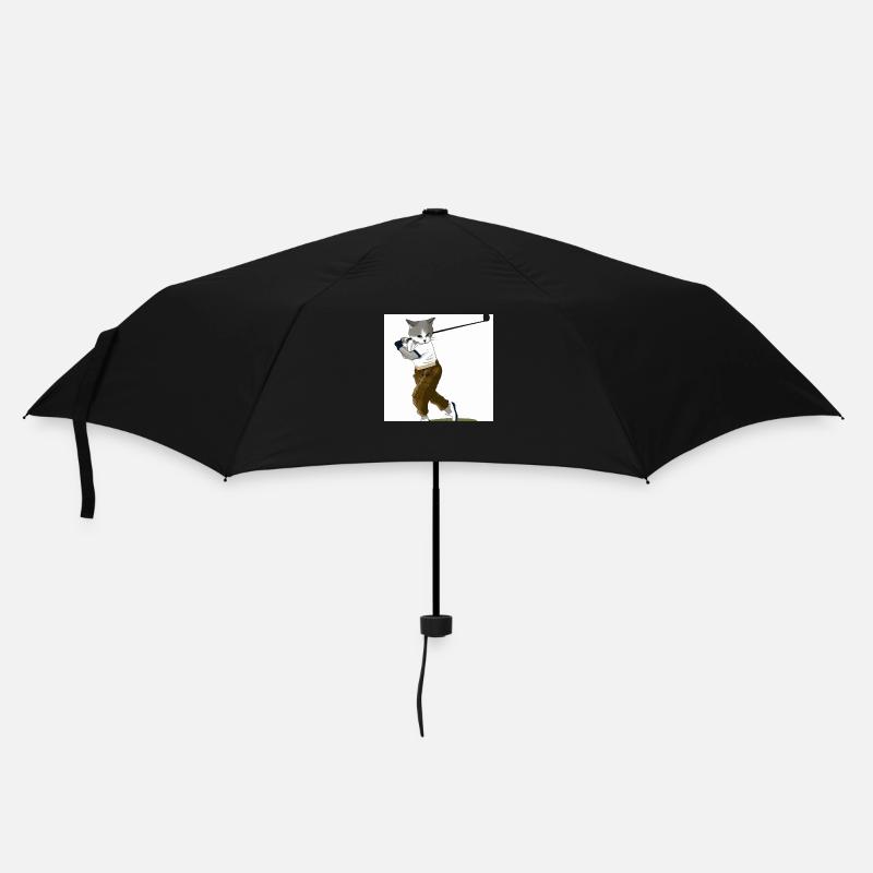 Die golfende Katze - Regenschirm (klein) - Schwarz