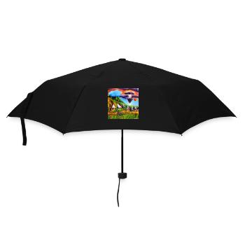 childhood with bicycle in summer mountain - Umbrella (small) - black - Front