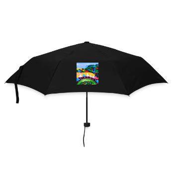Kind mit dem Pastellrad in den Bergen während der SU - Regenschirm (klein) - Schwarz - Vorne