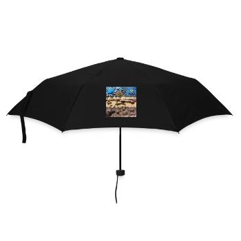 Sonniger Strand - Regenschirm (klein) - Schwarz - Vorne