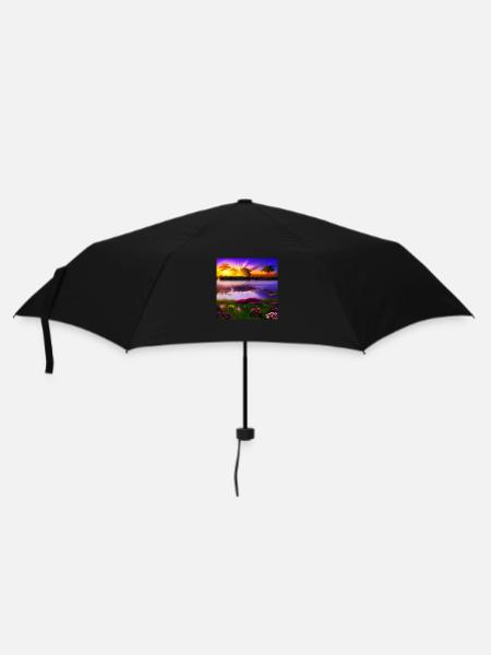Sonnenuntergang über dem Wasser - Regenschirm (klein) - Schwarz