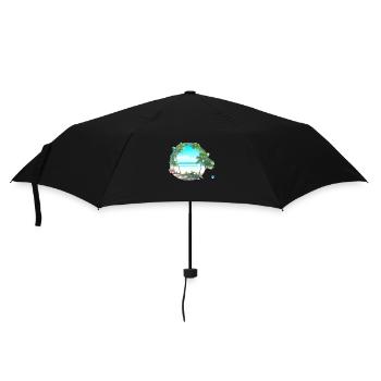 Sommerurlaub Insel Palme Strand Sonne Palmen - Regenschirm (klein) - Schwarz - Vorne