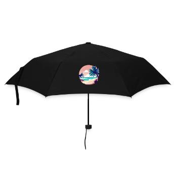 Sommerurlaub Palme Insel Strand Sonne Palmen - Regenschirm (klein) - Schwarz - Vorne