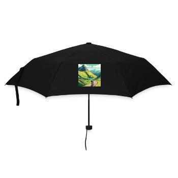 Road cyclist climbs mountain in France Alps - Umbrella (small) - black - Front