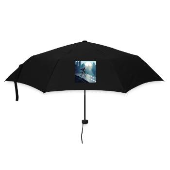 Road bike hero with cape rides on his bike - Umbrella (small) - black - Front