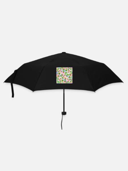 Blumen - Regenschirm (klein) - Schwarz