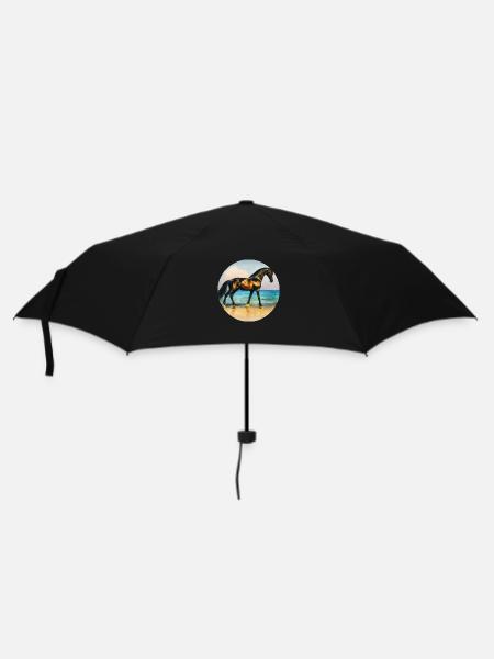 Golden black stallion - Umbrella (small) - black