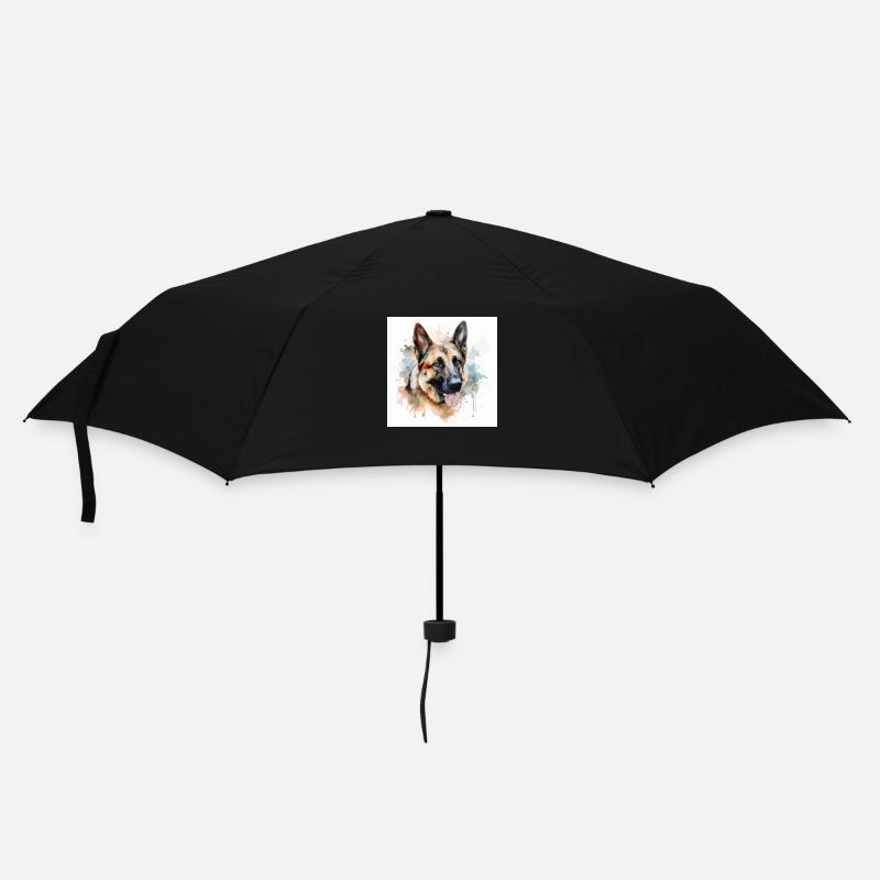 Hundekopf Deutscher Schäferhund, Illustration - Regenschirm (klein) - Schwarz