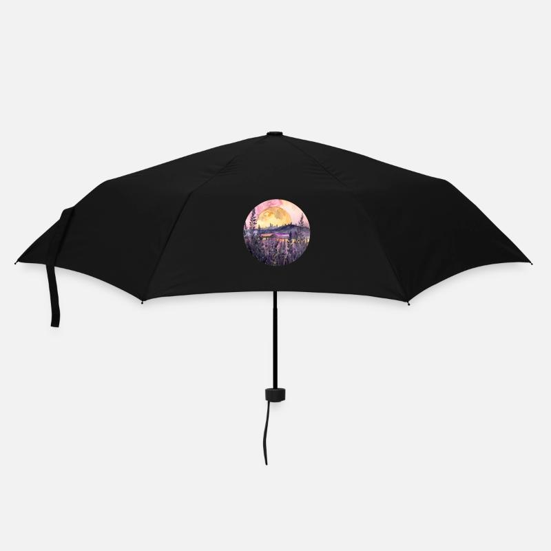 Coucher de soleil et lavande – Couleurs de la tranquillité - Parapluie standard - noir