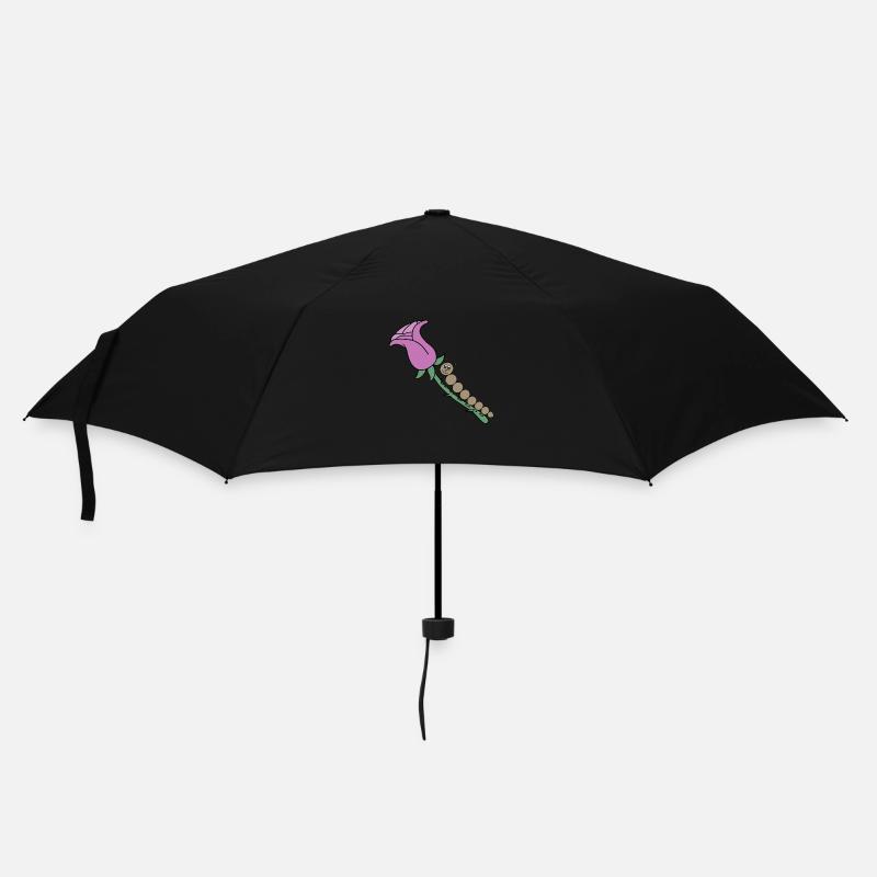 Rose mit Raupe - Regenschirm (klein) - Schwarz