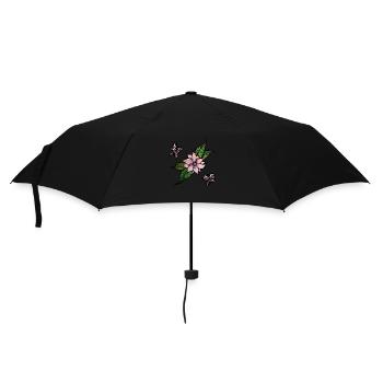 Blumen und Schmetterlinge - Regenschirm (klein) - Schwarz - Vorne