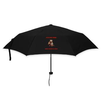 Lustiger Bär „Ich bin nur zum saufen hier“ - Regenschirm (klein) - Schwarz - Vorne
