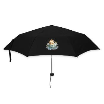 Bébé hérisson prend un bain, peint à la main - aquarelles - Parapluie standard - noir - Devant