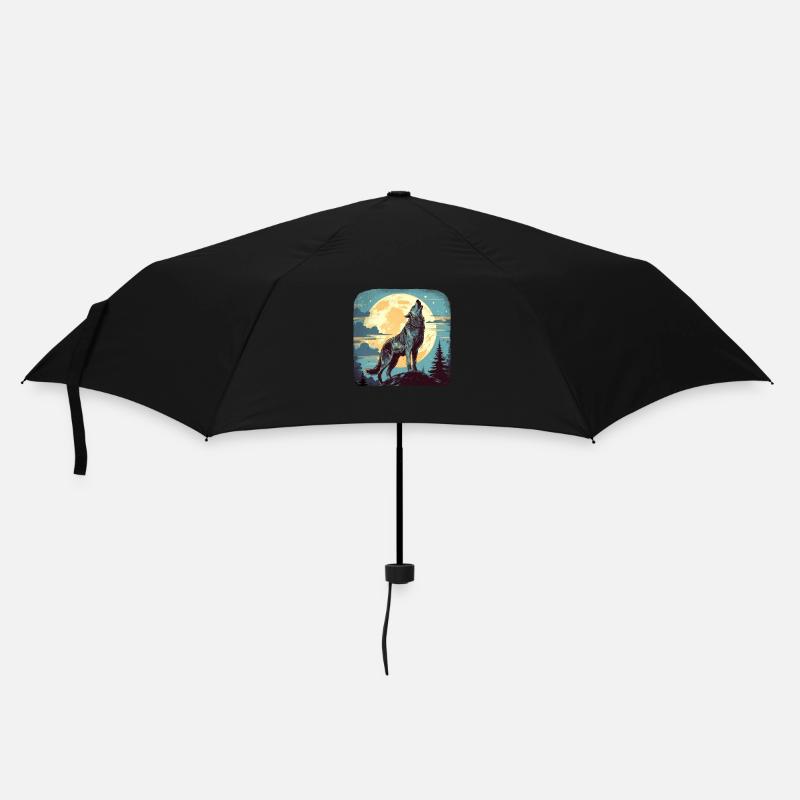 Wolf - Regenschirm (klein) - Schwarz