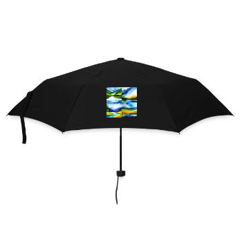 Sanfte Horizonte - Nachhaltige Kollektion - Regenschirm (klein) - Schwarz - Vorne