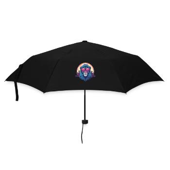 Synthwave Lion Sunset - Umbrella (small) - black - Front