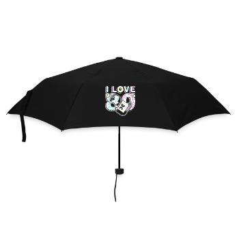 80er Jahre Retro Vintage lustig 70er Jahre Nostalgie Musik Liebe - Regenschirm (klein) - Schwarz - Vorne