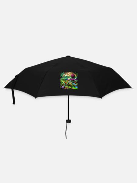 Futuristischer Garten - Regenschirm (klein) - Schwarz