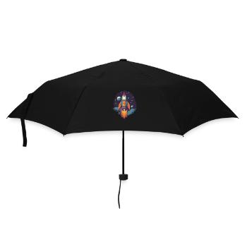 Whimsy Rocket: Galaktisches Abenteuer! - Regenschirm (klein) - Schwarz - Vorne