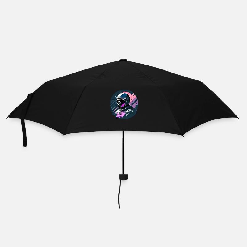Astronautensilhouette - Regenschirm (klein) - Schwarz