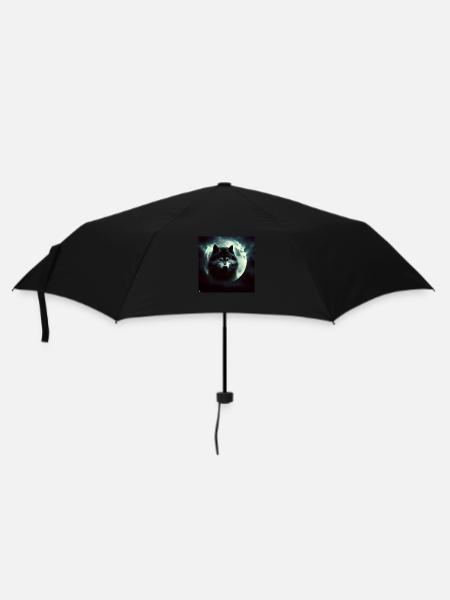 Wolf Moon 3 - Regenschirm (klein) - Schwarz