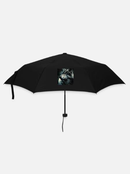 Wolf - Regenschirm (klein) - Schwarz