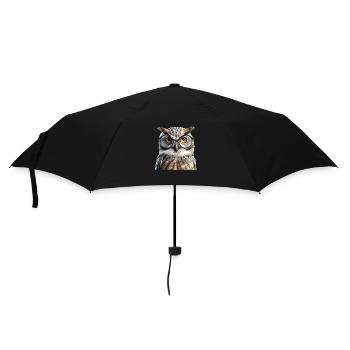 Die Eule mit Brille als Symbol der Weisheit - Regenschirm (klein) - Schwarz - Vorne