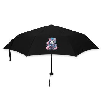 The Ninja Cat: Ready for Battle and Ready for Anything - Umbrella (small) - black - Front