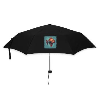 fishing fish funny angling cool bday birthday - Regenschirm (klein) - Schwarz - Vorne