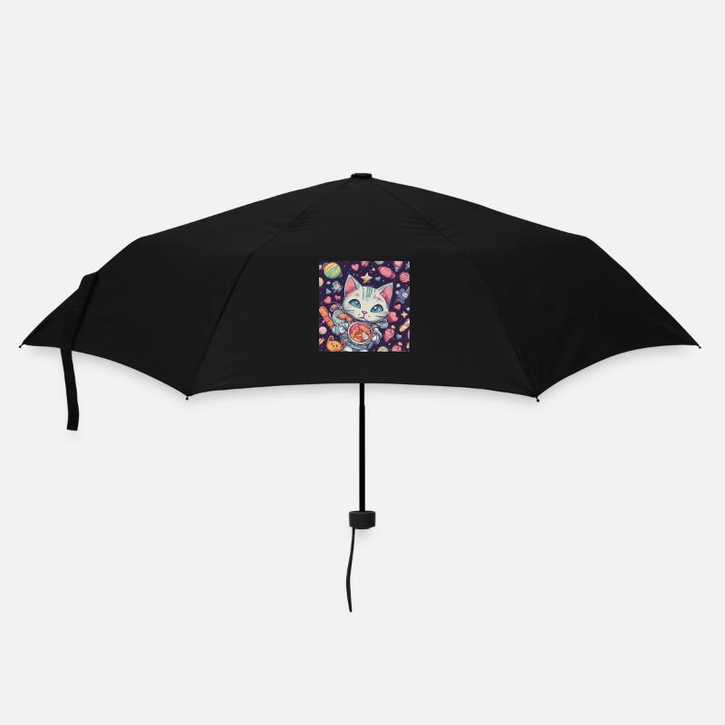 Katze im Weltall Vol.1 - Regenschirm (klein) - Schwarz