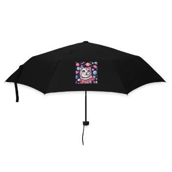 Katze im Weltall Vol.3 - Regenschirm (klein) - Schwarz - Vorne