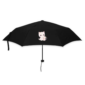 Katze - Regenschirm (klein) - Schwarz - Vorne