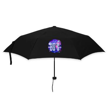 back to the 80s - zürück in die 80er - retro - Regenschirm (klein) - Schwarz - Vorne