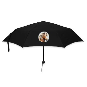 Haflinger Pferd - Regenschirm (klein) - Schwarz - Vorne