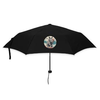 Nashorn am Surfen - Regenschirm (klein) - Schwarz - Vorne