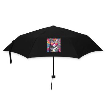 Neon Cat - Regenschirm (klein) - Schwarz - Vorne