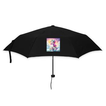 colorful cute unicorn above the clouds - Regenschirm (klein) - Schwarz - Vorne