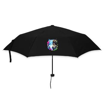 loup avec des écouteurs - Parapluie standard - noir - Devant