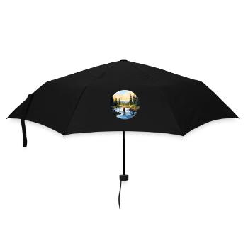 Ein Gemälde eines Fliegenfischers im Fluss - Regenschirm (klein) - Schwarz - Vorne
