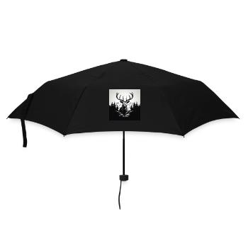 Schwarz Weiß Hirsch - Regenschirm (klein) - Schwarz - Vorne