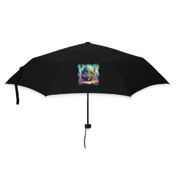 Futuristic cabbage city plant based power - Umbrella (small) - black - Front