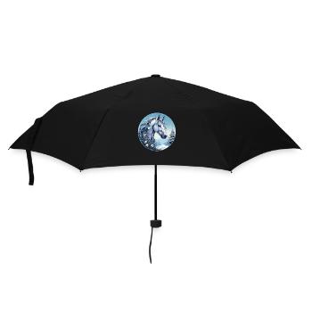 Cheval avec flocons de neige - Parapluie standard - noir - Devant
