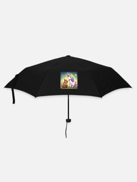 Capybara and Unicorn - Umbrella (small) - black