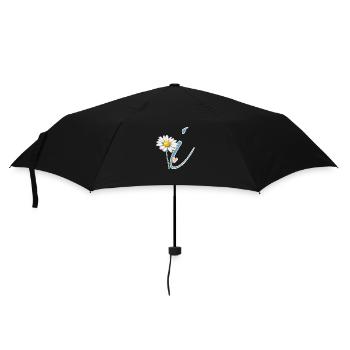 Buchstabe i Gänseblümchen Herz - Regenschirm (klein) - Schwarz - Vorne