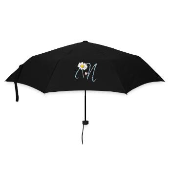 Buchstabe N Gänseblümchen Herz - Regenschirm (klein) - Schwarz - Vorne