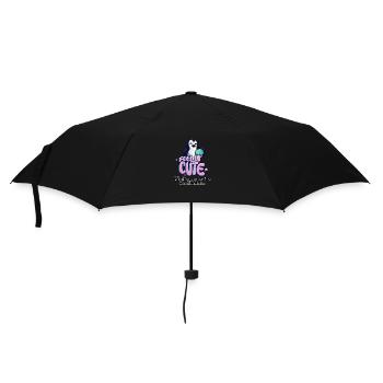 Feelin Cute: Lustiger Spruch mit Pinguin-Design - Regenschirm (klein) - Schwarz - Vorne