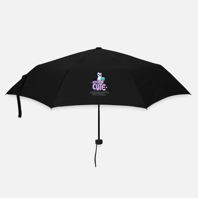 Feelin Cute: Funny saying with penguin design - Umbrella (small) - black