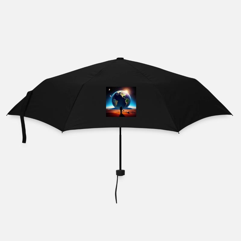 Der Mensch und die Erde - Regenschirm (klein) - Schwarz